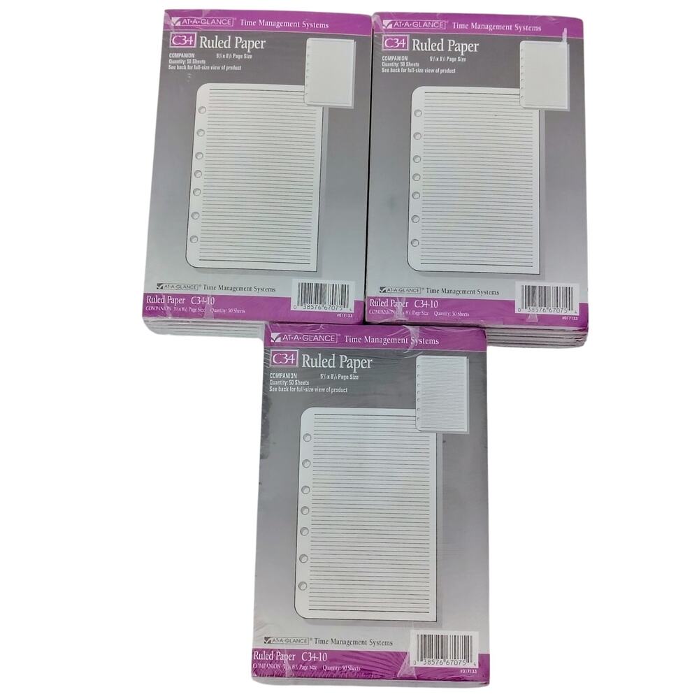 At A Glance Time Management Systems C34 Ruled Paper Refills 5.5" x 8.5" 18 Packs